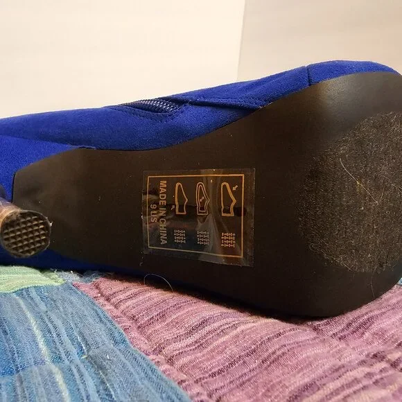 Shoedazzle Blue Suede Stiletto Ankle Boot, Size 9 - Picture 6 of 8